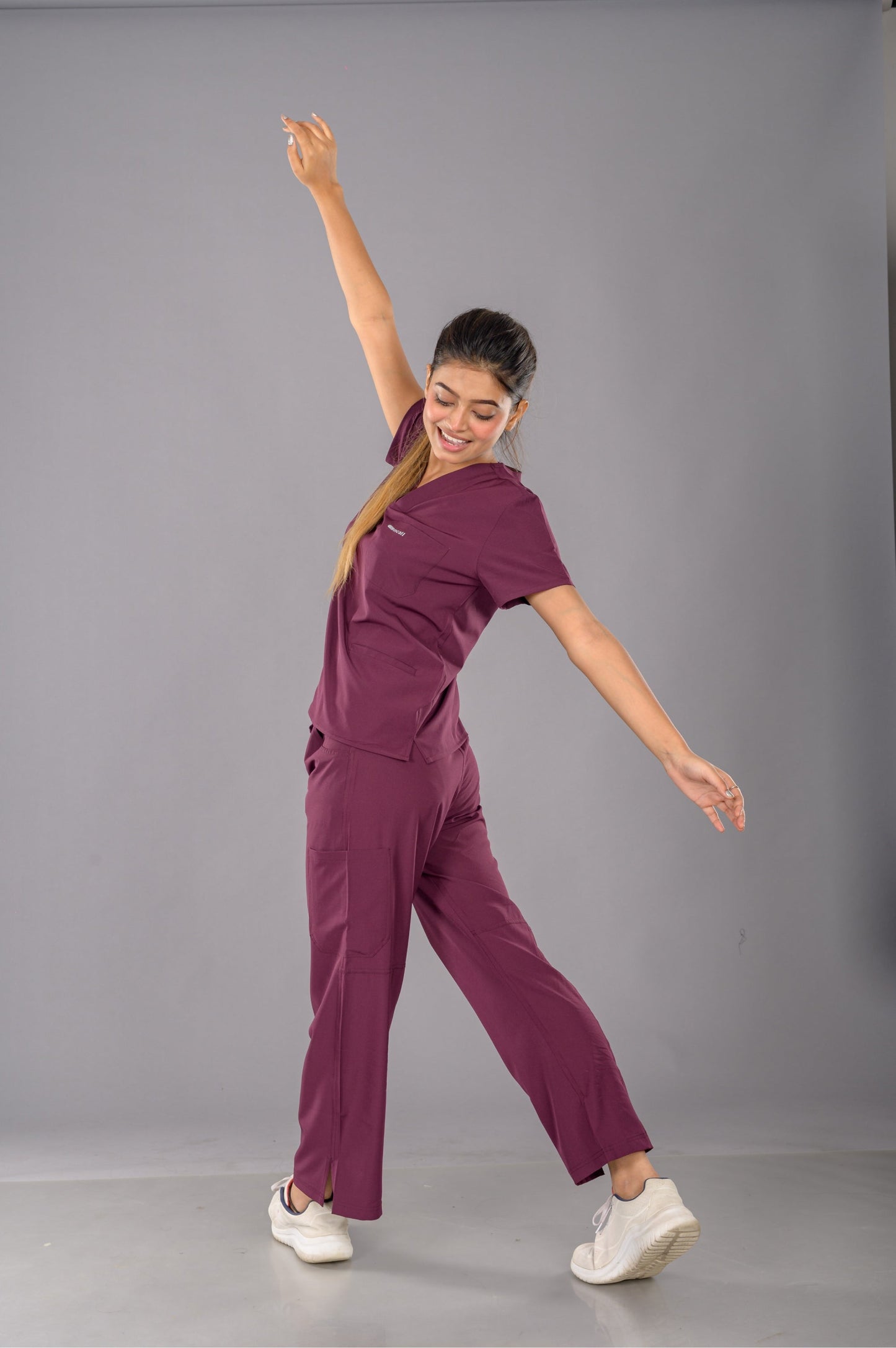 Marvelous Maroon Scrub Set Women